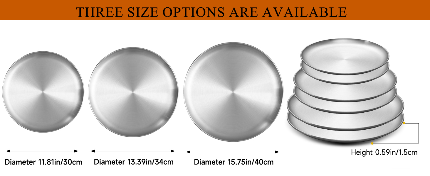 16 Inch Pizza Pan for Oven 2 Pack Stainless Steel Baking Sheet Round Plates for Cake Pie and Salad Pizza Steel Large Tray Oven Dishwasher Safe & Easy Clean