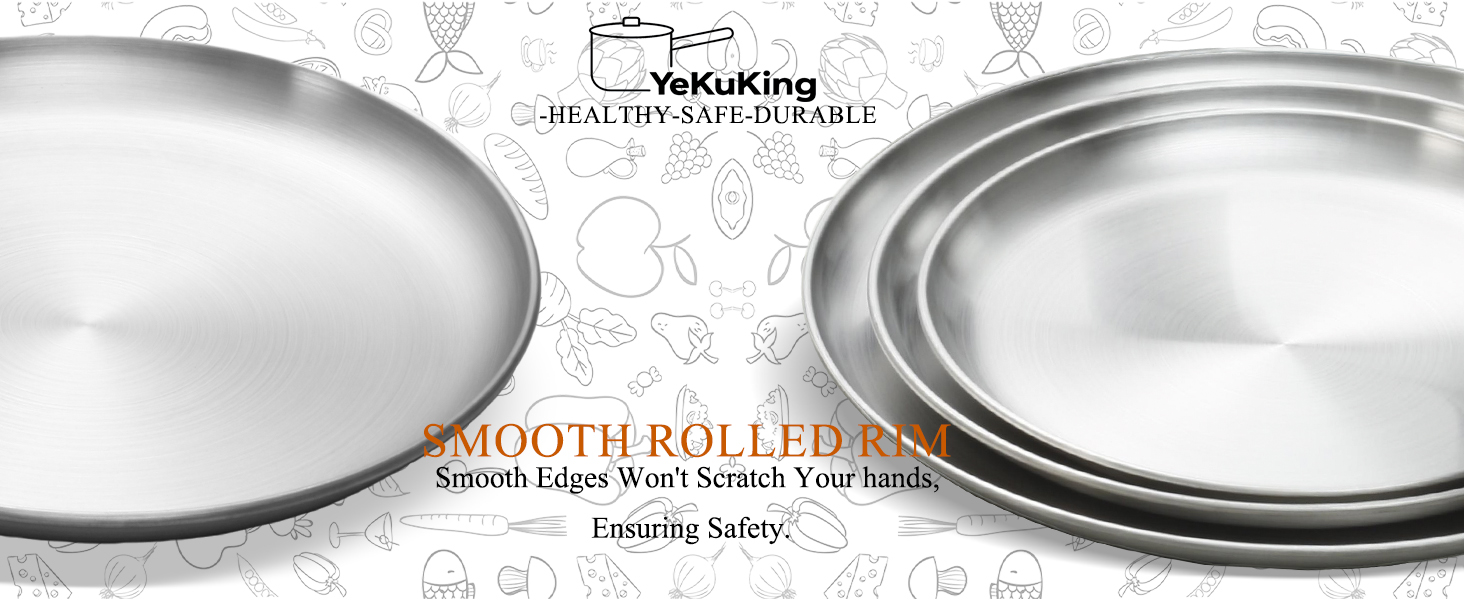 16 Inch Pizza Pan for Oven 2 Pack Stainless Steel Baking Sheet Round Plates for Cake Pie and Salad Pizza Steel Large Tray Oven Dishwasher Safe & Easy Clean