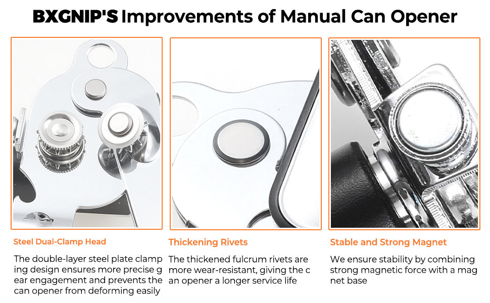 Can Opener Manual with Magnet,Soft Grip Rubber Handle Sharp Blade Smooth Edge,Effortless knob,Heavy Duty Can Opener with Multifunctional Bottle Opener