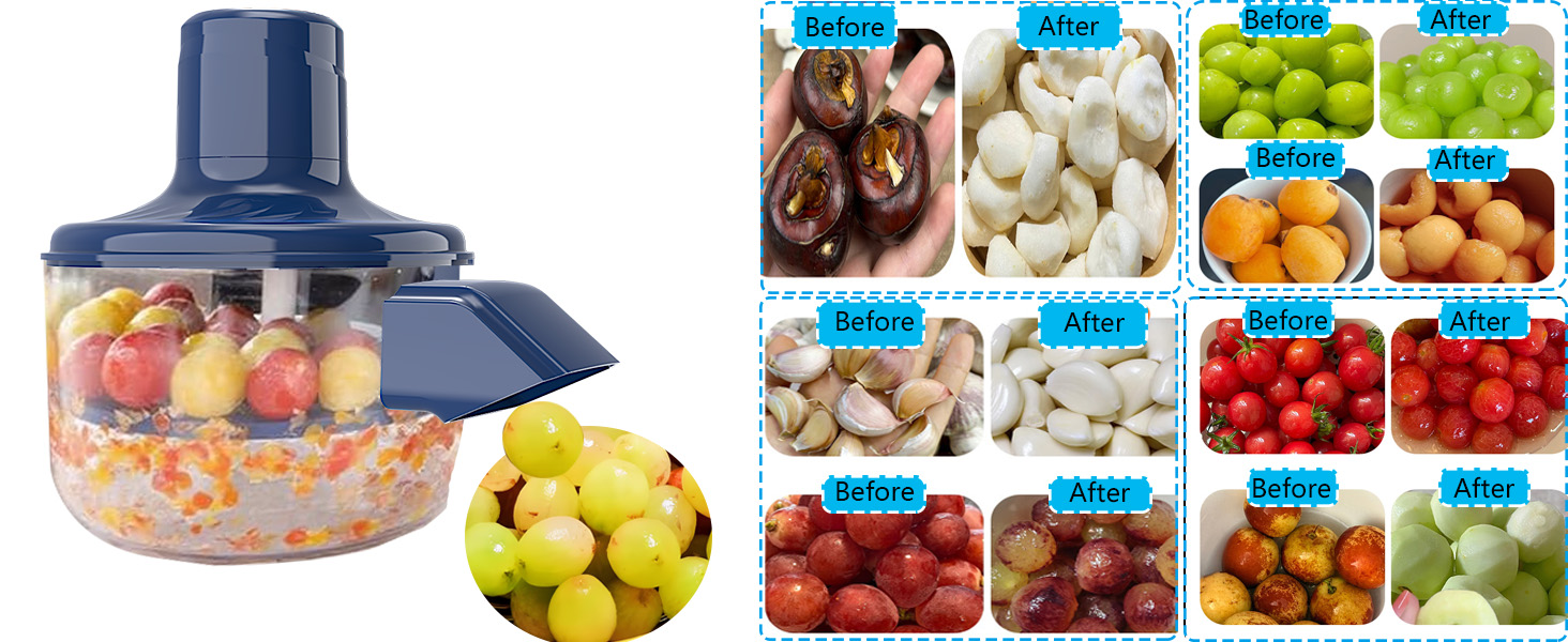 Automatic Grape Peeler Machine,Electric Peeling Machine for Grape,Automatic Garlic & Cherry Tomato Peeler Skin Remover Tool for Small Fruits,Efficient Peeling Kitchen Gadget for Home Use (Blue)