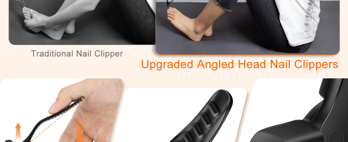 DRMODE Toenail Clippers for Seniors, Long Handled Angled Head Toe Nail Clippers for Thick Nails for Seniors with Wide Opening, Large Heavy Duty Finger Nail Clippers for Men Women with Catcher