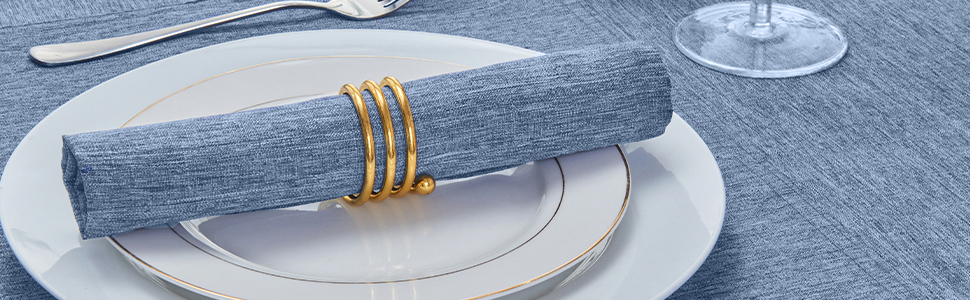 Cloth Place Mats Set of 8–Reusable Rectangular Waterproof Fabric Polyester Washable Wipeable Heat Resistant Linen for Kitchen Dining Dinner Restaurant Wedding Table(Denim blue/13x19 Inch)