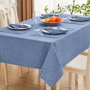 Cloth Place Mats Set of 8–Reusable Rectangular Waterproof Fabric Polyester Washable Wipeable Heat Resistant Linen for Kitchen Dining Dinner Restaurant Wedding Table(Denim blue/13x19 Inch)