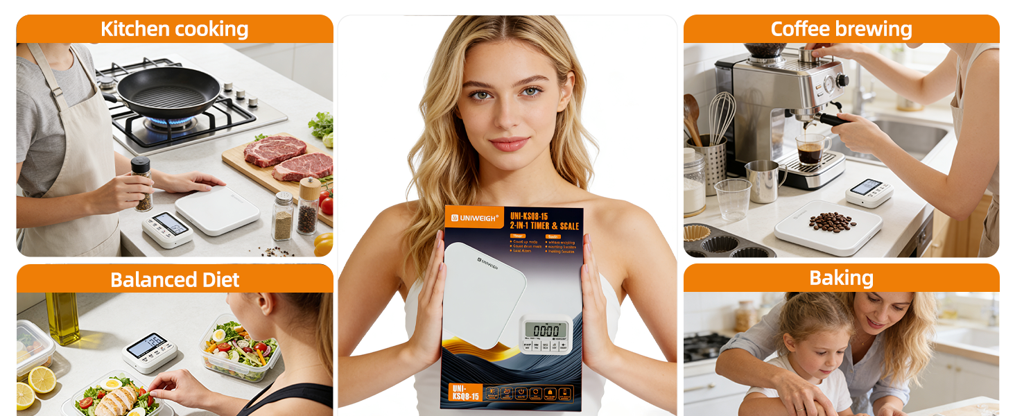 Digital Kitchen Food Scale 33lb-Detachable LCD Display,1g/0.1oz Precise Electronic Weight Scale for Baking, Tare/Hold/Timer Function, Glass Platform, Count Mode, Wall-Mount & Tilt Stand