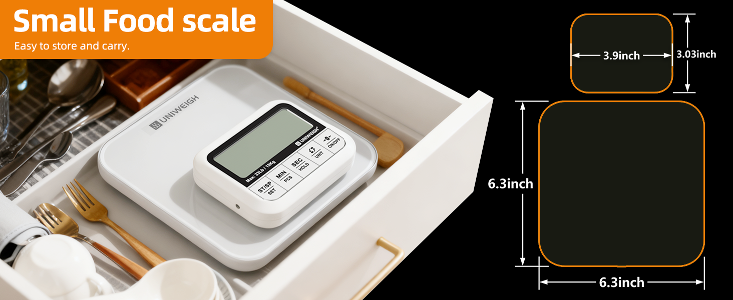 Digital Kitchen Food Scale 33lb-Detachable LCD Display,1g/0.1oz Precise Electronic Weight Scale for Baking, Tare/Hold/Timer Function, Glass Platform, Count Mode, Wall-Mount & Tilt Stand