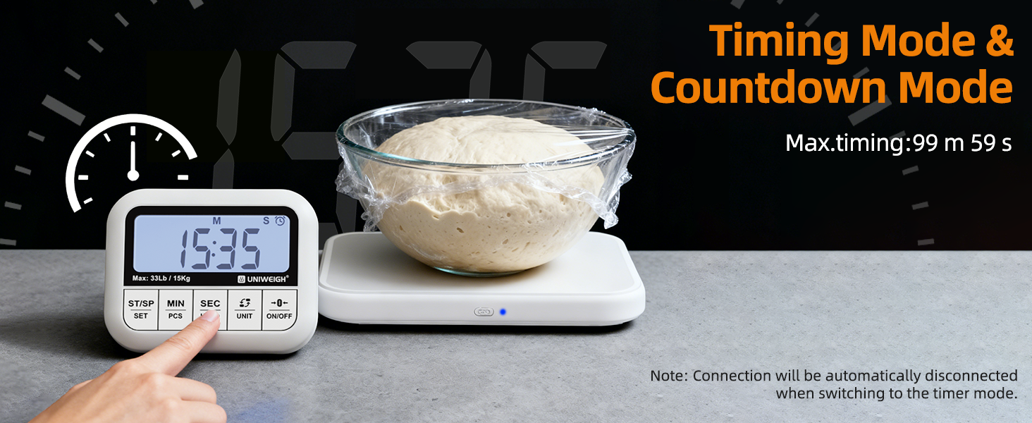 Digital Kitchen Food Scale 33lb-Detachable LCD Display,1g/0.1oz Precise Electronic Weight Scale for Baking, Tare/Hold/Timer Function, Glass Platform, Count Mode, Wall-Mount & Tilt Stand