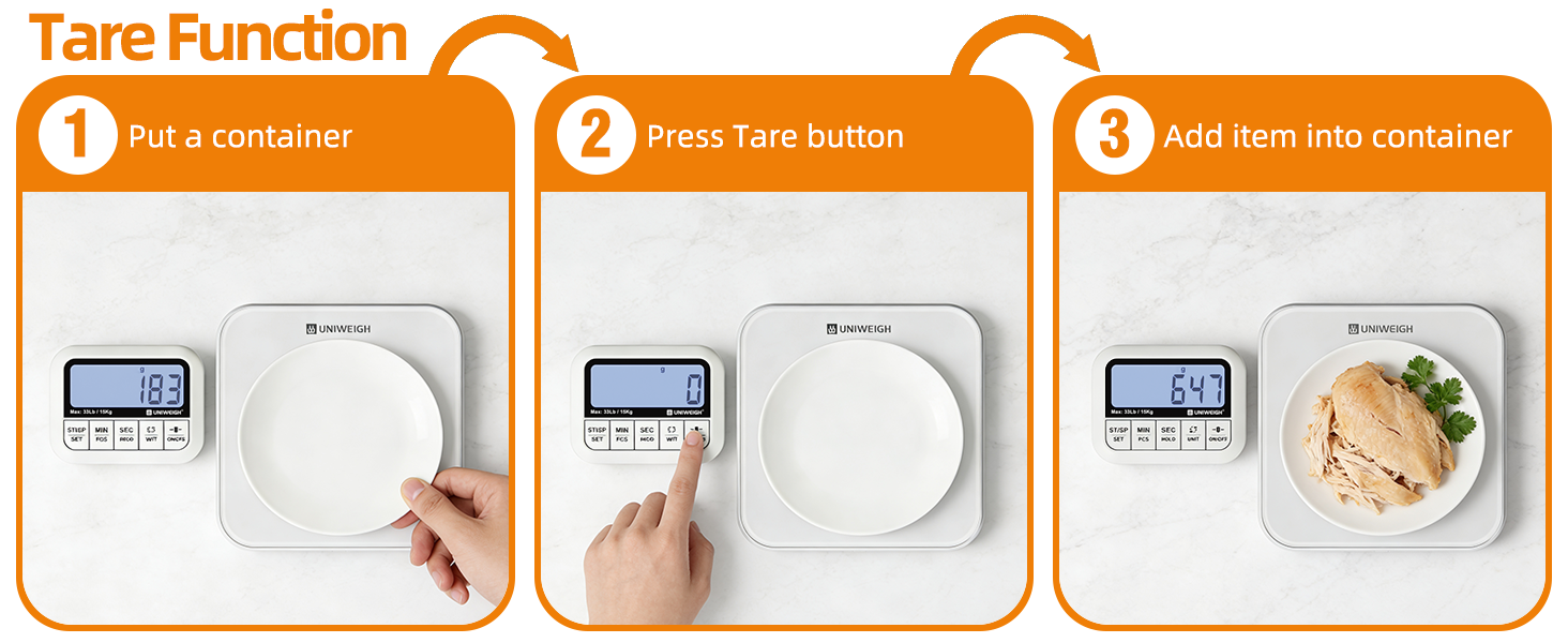 Digital Kitchen Food Scale 33lb-Detachable LCD Display,1g/0.1oz Precise Electronic Weight Scale for Baking, Tare/Hold/Timer Function, Glass Platform, Count Mode, Wall-Mount & Tilt Stand