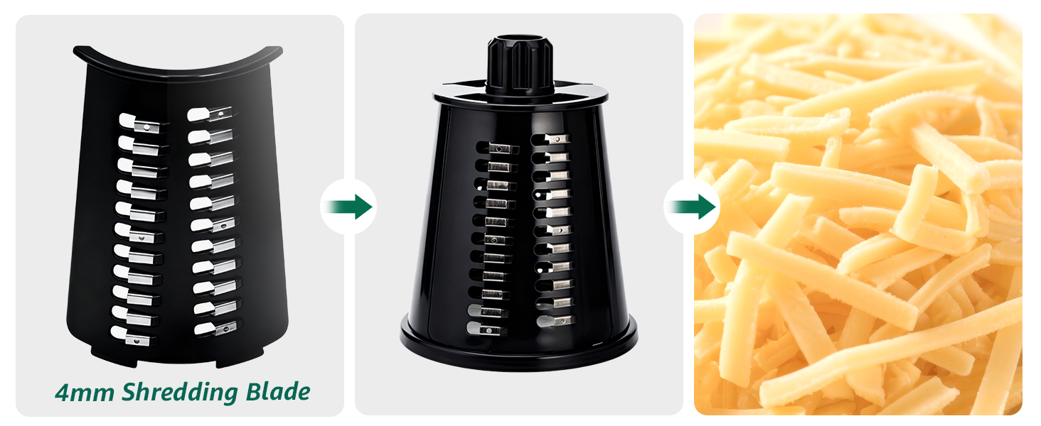 Rotary Cheese Grater Hand Crank - Cheese Shredder with 5 Blades & Strong Suction Base, Mandoline Slicer Vegetable Chopper, Kitchen Gadgets with Storage Box, Black