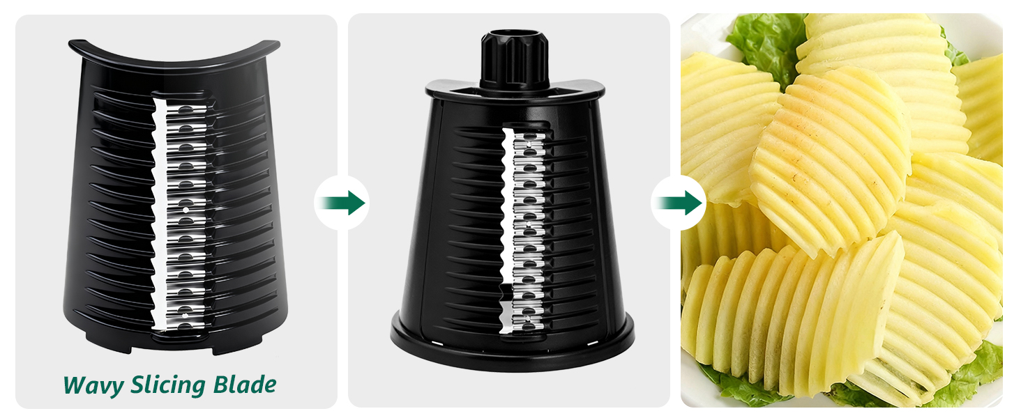 Rotary Cheese Grater Hand Crank - Cheese Shredder with 5 Blades & Strong Suction Base, Mandoline Slicer Vegetable Chopper, Kitchen Gadgets with Storage Box, Black