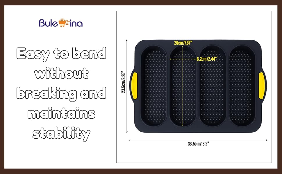 Silicone Baguette Bread Pan Loaf Mold – Sub Bread Roll Pans French Sourdough Mould 4 Slot Non-Stick Sandwich Homemade for Hoagie Restaurant Household Breakfast Dinner Baking, Hot Dog Bun Loaf Food