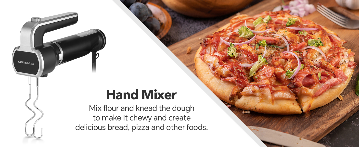 2-In-1 Hand Mixer Immersion Blender Electric Handheld, Portable Hand Blender Electric Mixer with Beater Dough Whisk & Blending Cup, Food Processor Kitchen Gadgets for Smoothies Baby Food Baking & Soup