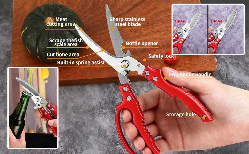 3-piece kitchen set include Kitchen Shears Peeler Can Opener Manual,Heavy Duty Kitchen Scissors for Chicken, Potato Carrot Peelers,Magnet,Stainless Steel,Stainless
