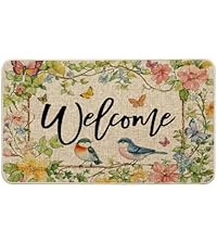 Artoid Mode Black Cat Floral Flowers Spring Kitchen Mats Set of 2, Home Decor Low-Profile Kitchen Rugs for Floor - 17x29 and 17x47 Inch