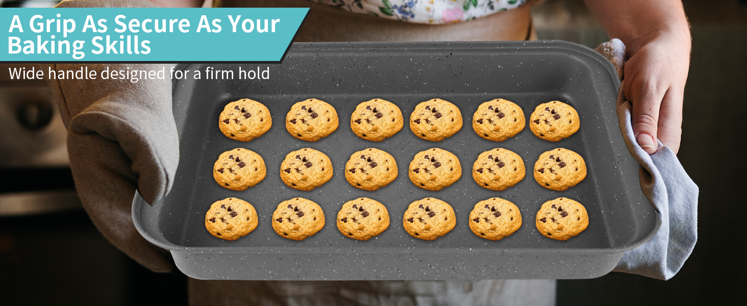 Baking Pans Set, 5 Piece Grey Marble Nonstick Bakeware with 100 Cupcake Liners – Stackable Carbon Steel Set for Small Kitchens, Apartments, Home Baking and Gifts