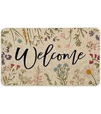 Artoid Mode Flowers Floral Black Cute Cat Spring Kitchen Mats Set of 2, Home Decor Low-Profile Kitchen Rugs for Floor - 17x29 and 17x47 Inch