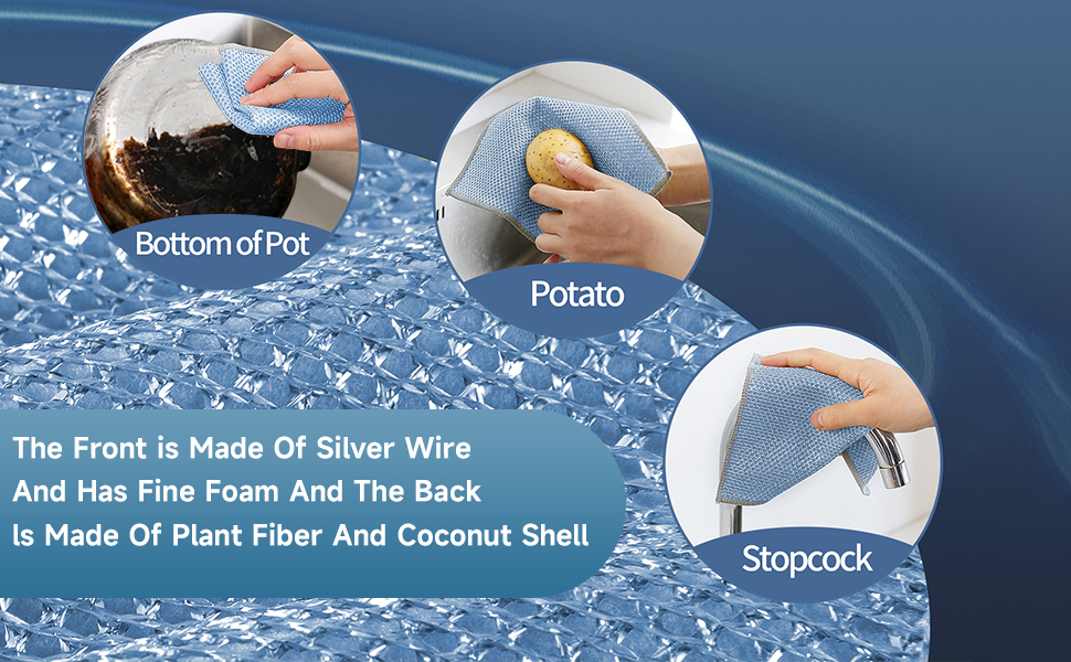 10PCS Upgrade Wire Dishwashing Rag, Non-Scratch, Wet and Dry, Double Layer, Multipurpose Wire Dishwashing Rags for Kitchen, Sinks, Cookware, Stove, Easy Rinsing, Reusable