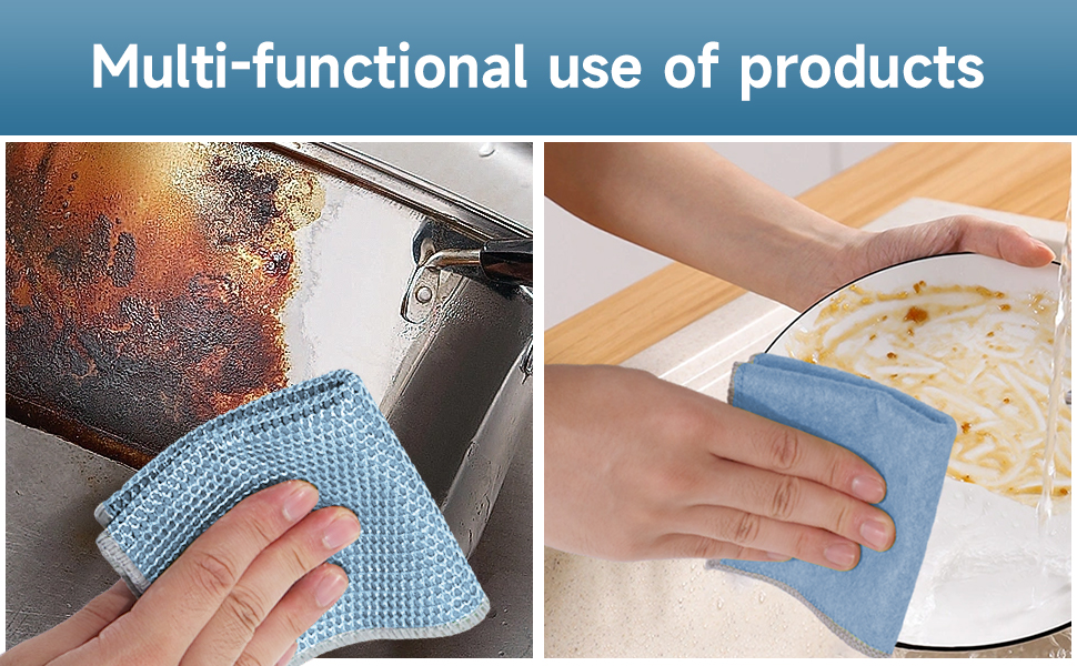 10PCS Upgrade Wire Dishwashing Rag, Non-Scratch, Wet and Dry, Double Layer, Multipurpose Wire Dishwashing Rags for Kitchen, Sinks, Cookware, Stove, Easy Rinsing, Reusable