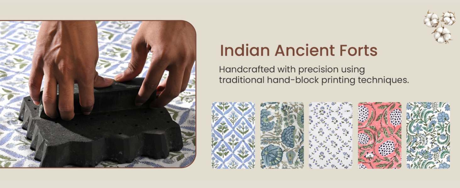 Ridhi Light Steel Blue Hand Block Print Cotton Waffle Dish Cloth Set of 6-12x12 Inch Super Absorbent, Soft, Reusable Kitchen Towels for Dish Drying Cleaning, Ideal for Spring, Easter, Valentine