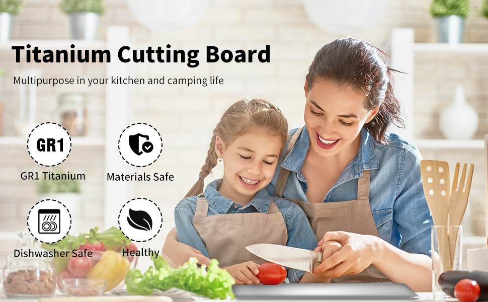 Titanium Cutting Board - New Upgrade 100% Pure Titanium Cutting Boards for Kitchen Double Sided Non Toxic Titanware Cutting Board,Hygiene Durable Dishwasher Safe Chopping Board (12"L x 9"W)