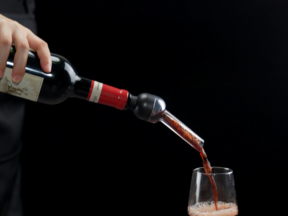 KITCHENDAO Detachable Wine Aerator Pourer - BPA Free Tritan Premium Wine Air Aerator - Improve Taste and Bouquet Instantly - Dishwasher Safe - Black