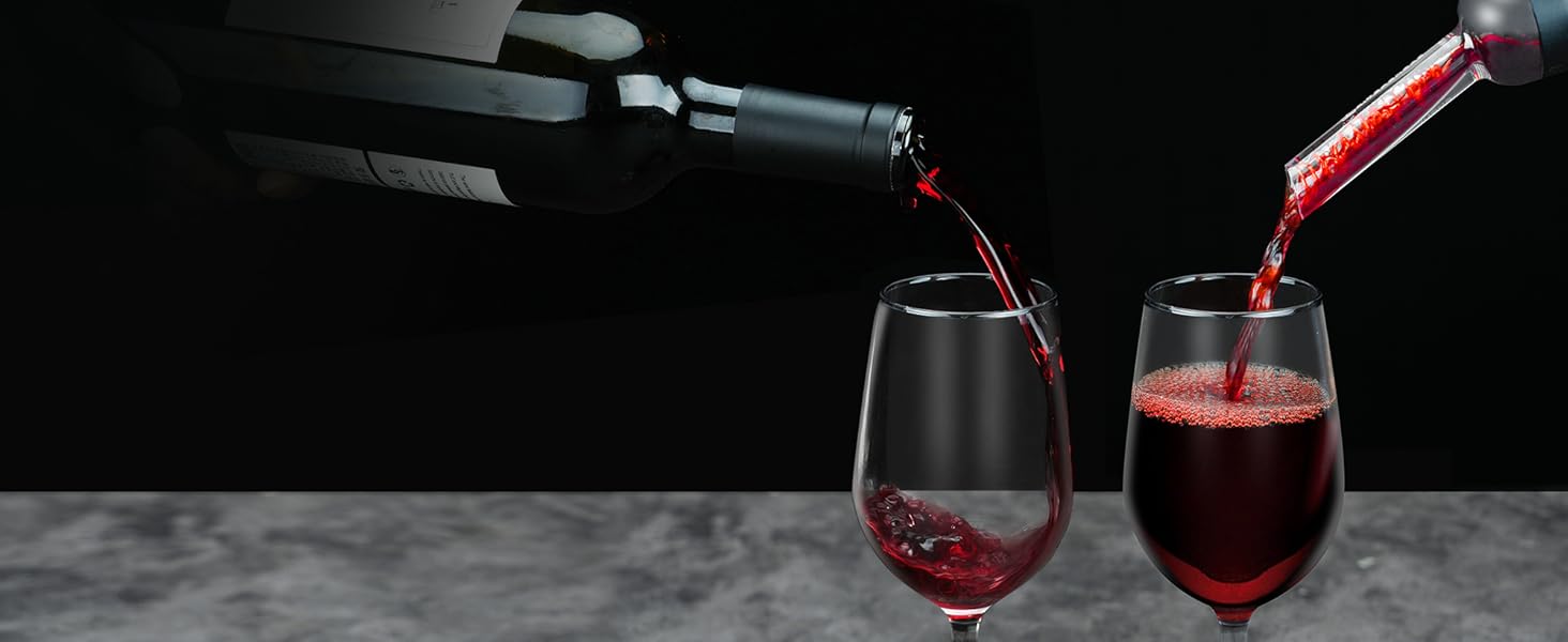 KITCHENDAO Detachable Wine Aerator Pourer - BPA Free Tritan Premium Wine Air Aerator - Improve Taste and Bouquet Instantly - Dishwasher Safe - Black