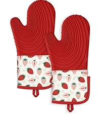 Slohif Vintage Floral Mini Oven Mitts Set – Beige Extended Short Heat Resistant Kitchen Gloves for Women, 100% Cotton Oven Mitts with Silicone Grips, Non-Slip and Thick Durable for Cooking & Baking