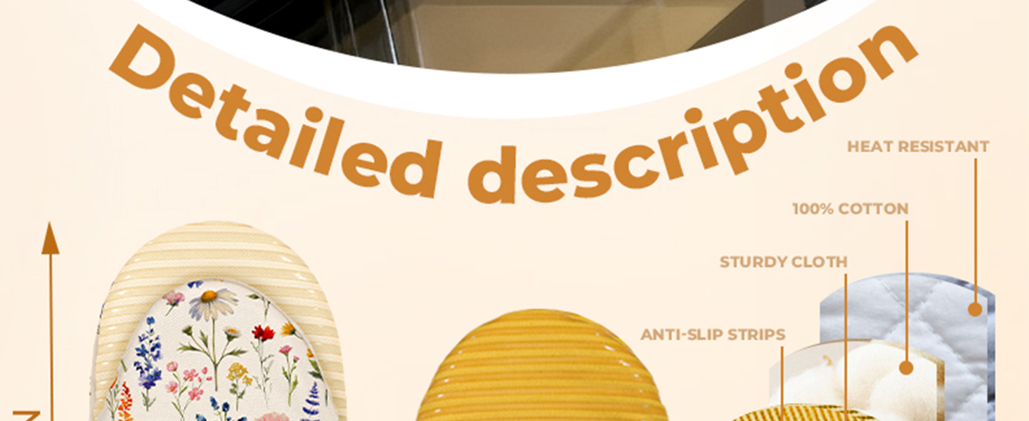 Slohif Vintage Floral Mini Oven Mitts Set – Beige Extended Short Heat Resistant Kitchen Gloves for Women, 100% Cotton Oven Mitts with Silicone Grips, Non-Slip and Thick Durable for Cooking & Baking