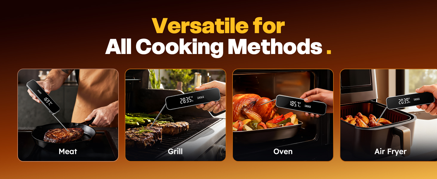 0.3S Instant Read Meat Thermometer – Digital Food Thermometer for Cooking, Grilling, BBQ, Candy, Air Fryer, Griddle – Kitchen Gadget Essentials & Gift for Him