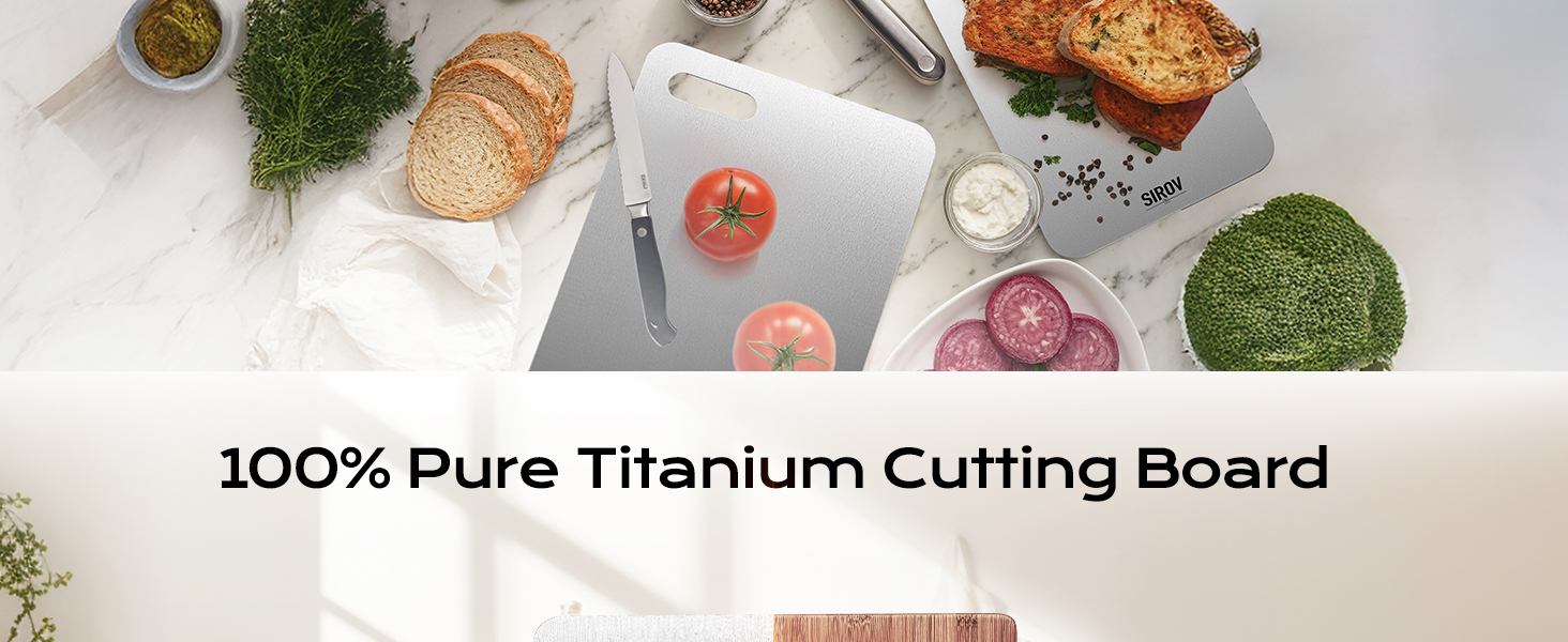 Titanium Cutting Board, 100% Pure Titanium Cutting Boards For Kitchen, Best Non Toxic chopping board, Dishwasher safe, Hygiene and Durability for Meat, Fruit, and Vegetables (Set of 3)