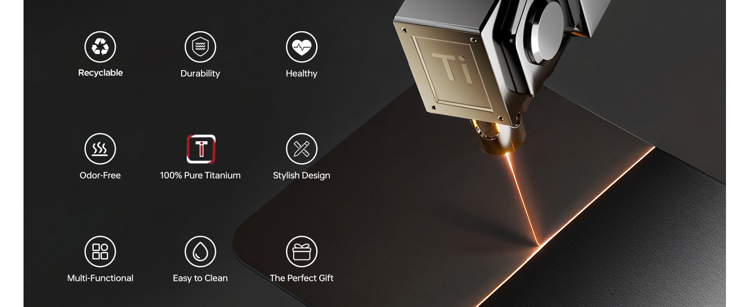 Titanium Cutting Board, 100% Pure Titanium Cutting Boards For Kitchen, Best Non Toxic chopping board, Dishwasher safe, Hygiene and Durability for Meat, Fruit, and Vegetables (Set of 3)