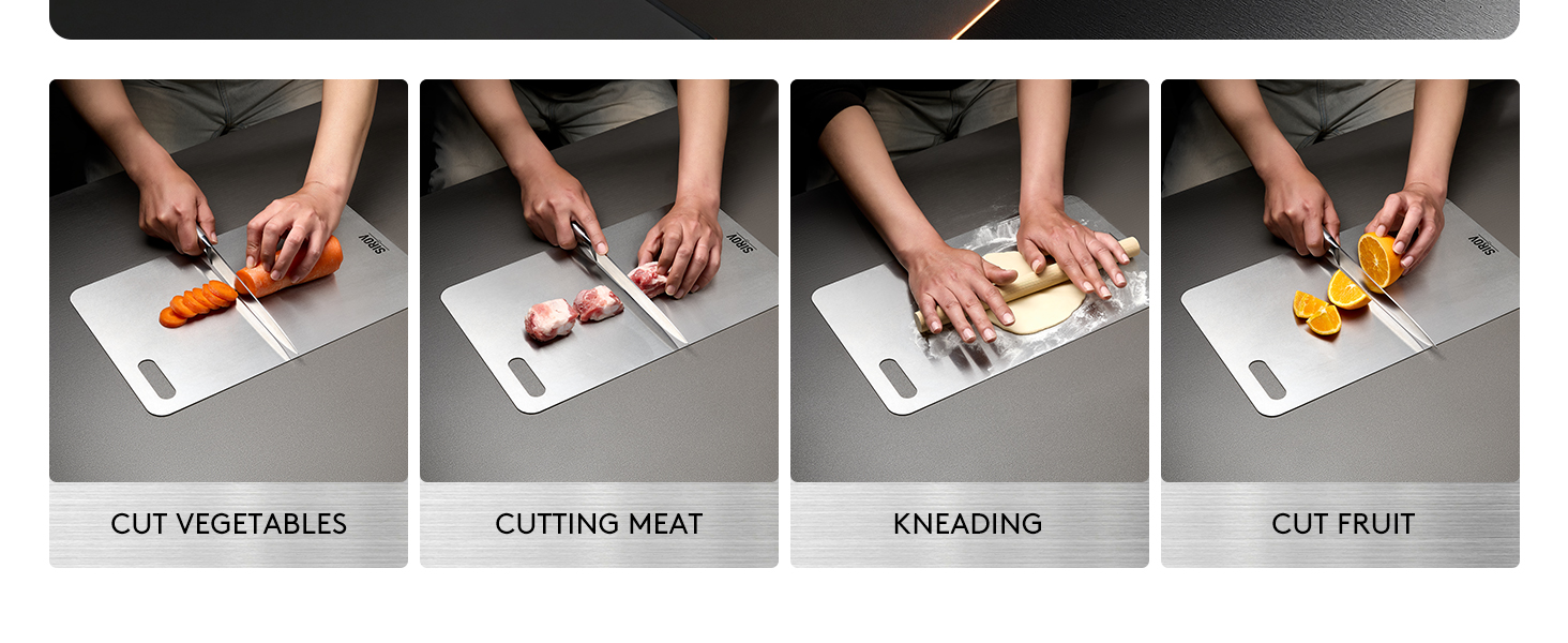 Titanium Cutting Board, 100% Pure Titanium Cutting Boards For Kitchen, Best Non Toxic chopping board, Dishwasher safe, Hygiene and Durability for Meat, Fruit, and Vegetables (Set of 3)