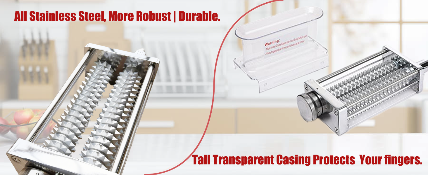 Adjustable Meat Tenderizer Attachment for KitchenAid Stand Mixers – 3 Thickness Settings, Fits All 4.5–7Qt Models, Heavy-Duty Metal Housing with Transparent Shell, Dishwasher Safe