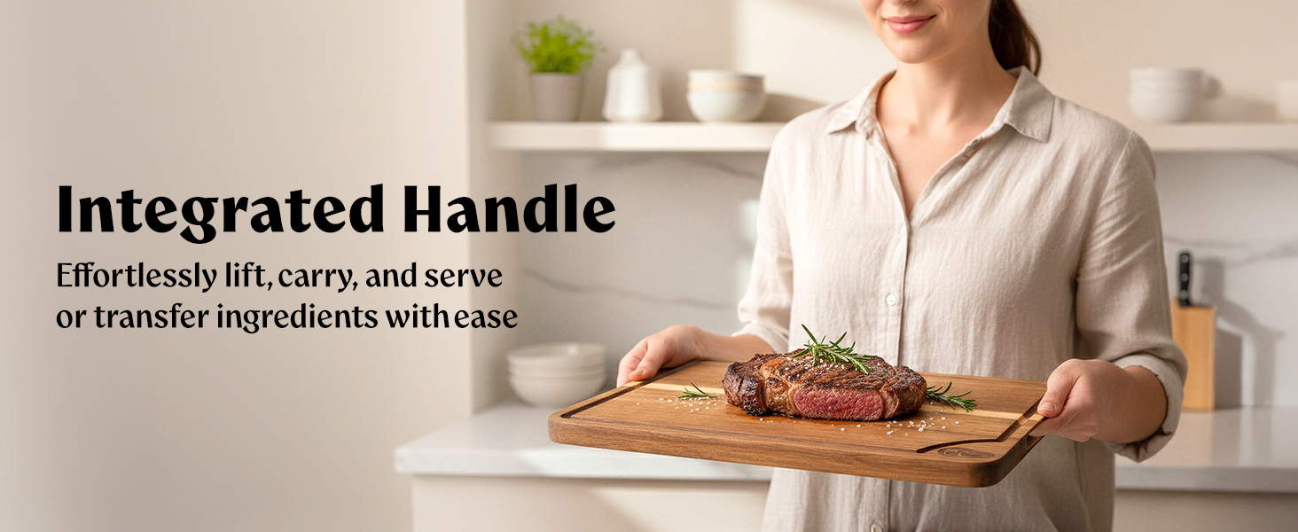 Cutting Boards for Kitchen (Set of 3) Beeswax Finished Acacia Wood Cutting Board, Mineral Oil Free Wooden Cutting Boards non Toxic with Juice Groove, Non-Slip Feet, Charcuterie Boards