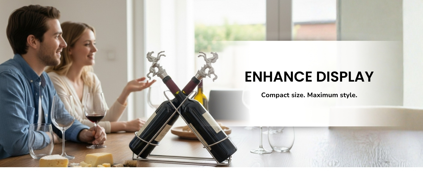 SMOKEY COCKTAIL 2 Pcs Horse Wine Stopper Pourer – Metal & Rubber Seal | Perfect for Bottle Stoppers Bar Champagne Liquor, Decorative Reusable - Father Day, Birthday Gifting for Men Women