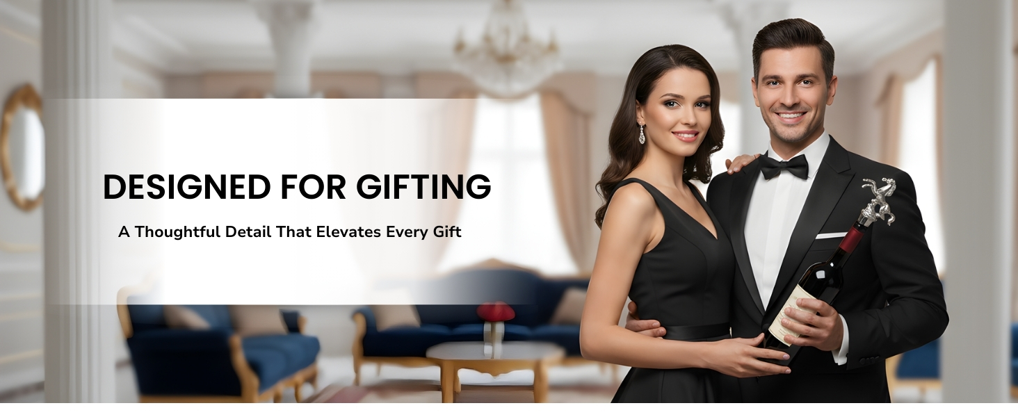 SMOKEY COCKTAIL 2 Pcs Horse Wine Stopper Pourer – Metal & Rubber Seal | Perfect for Bottle Stoppers Bar Champagne Liquor, Decorative Reusable - Father Day, Birthday Gifting for Men Women