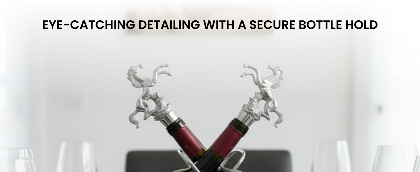 SMOKEY COCKTAIL 2 Pcs Horse Wine Stopper Pourer – Metal & Rubber Seal | Perfect for Bottle Stoppers Bar Champagne Liquor, Decorative Reusable - Father Day, Birthday Gifting for Men Women