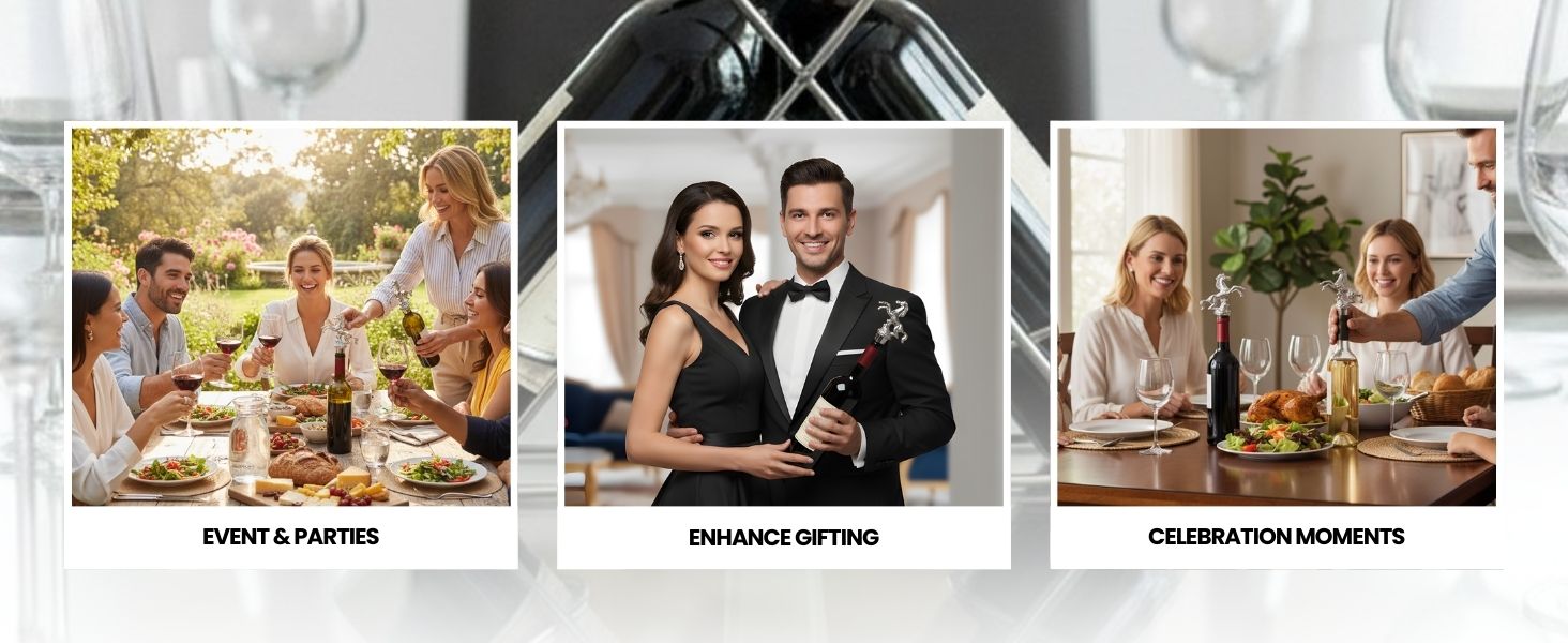 SMOKEY COCKTAIL 2 Pcs Horse Wine Stopper Pourer – Metal & Rubber Seal | Perfect for Bottle Stoppers Bar Champagne Liquor, Decorative Reusable - Father Day, Birthday Gifting for Men Women