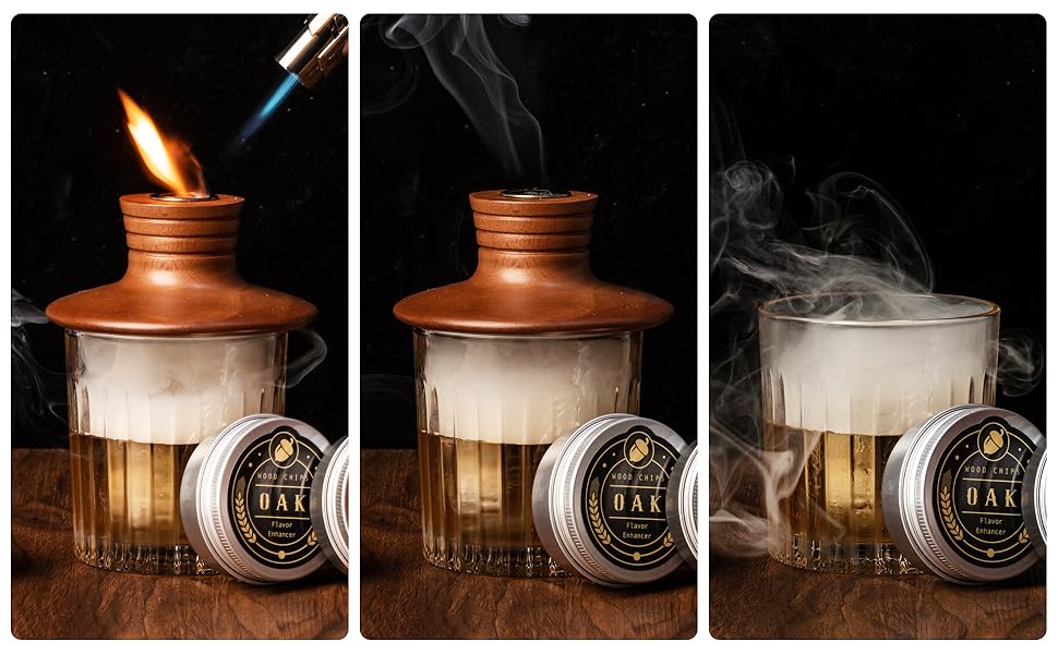 Whiskey Smoker Kit with Torch - 12 Flavors Wood Chips - Cocktail Smoker Infuser Kit, Old Fashioned Drink Smoker Kit, Birthday Bourbon Whiskey Gifts for Men,Dad(NO Butane)