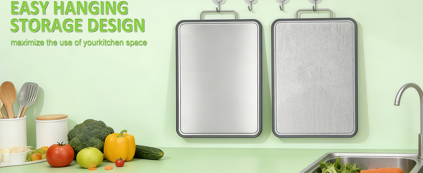 Stainless Steel Cutting Board (17x11"), Large Heavy Duty Double Sided 316 Metal Chopping Board for Kitchen, Food Grade, Deep Juice Grooves, Non-Toxic, Dishwasher Safe for Meat & Veggies