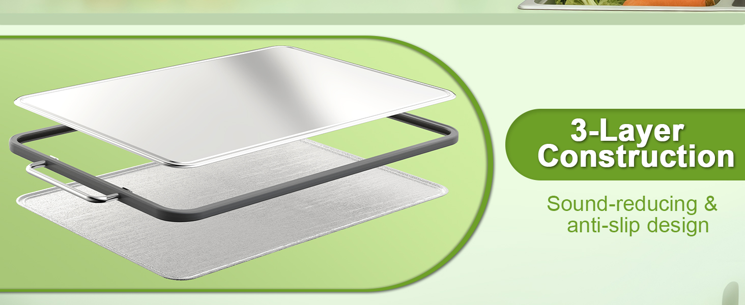 Stainless Steel Cutting Board (17x11"), Large Heavy Duty Double Sided 316 Metal Chopping Board for Kitchen, Food Grade, Deep Juice Grooves, Non-Toxic, Dishwasher Safe for Meat & Veggies