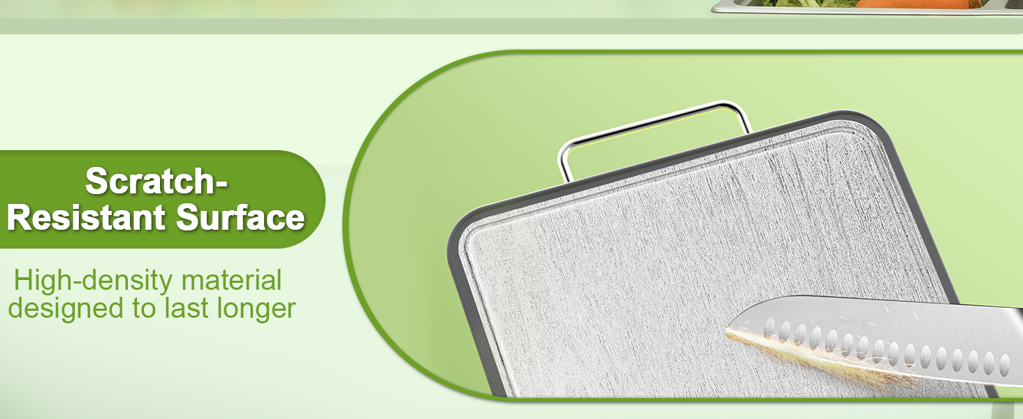 Stainless Steel Cutting Board (17x11"), Large Heavy Duty Double Sided 316 Metal Chopping Board for Kitchen, Food Grade, Deep Juice Grooves, Non-Toxic, Dishwasher Safe for Meat & Veggies