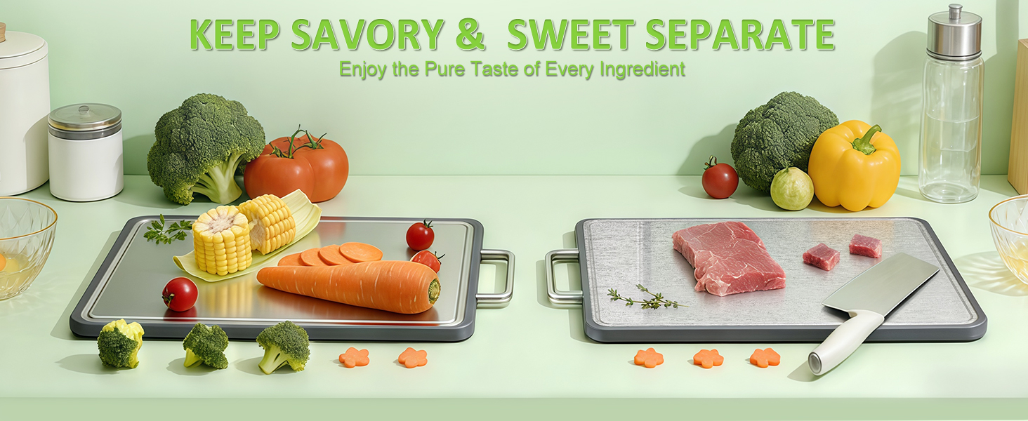 Stainless Steel Cutting Board (17x11"), Large Heavy Duty Double Sided 316 Metal Chopping Board for Kitchen, Food Grade, Deep Juice Grooves, Non-Toxic, Dishwasher Safe for Meat & Veggies