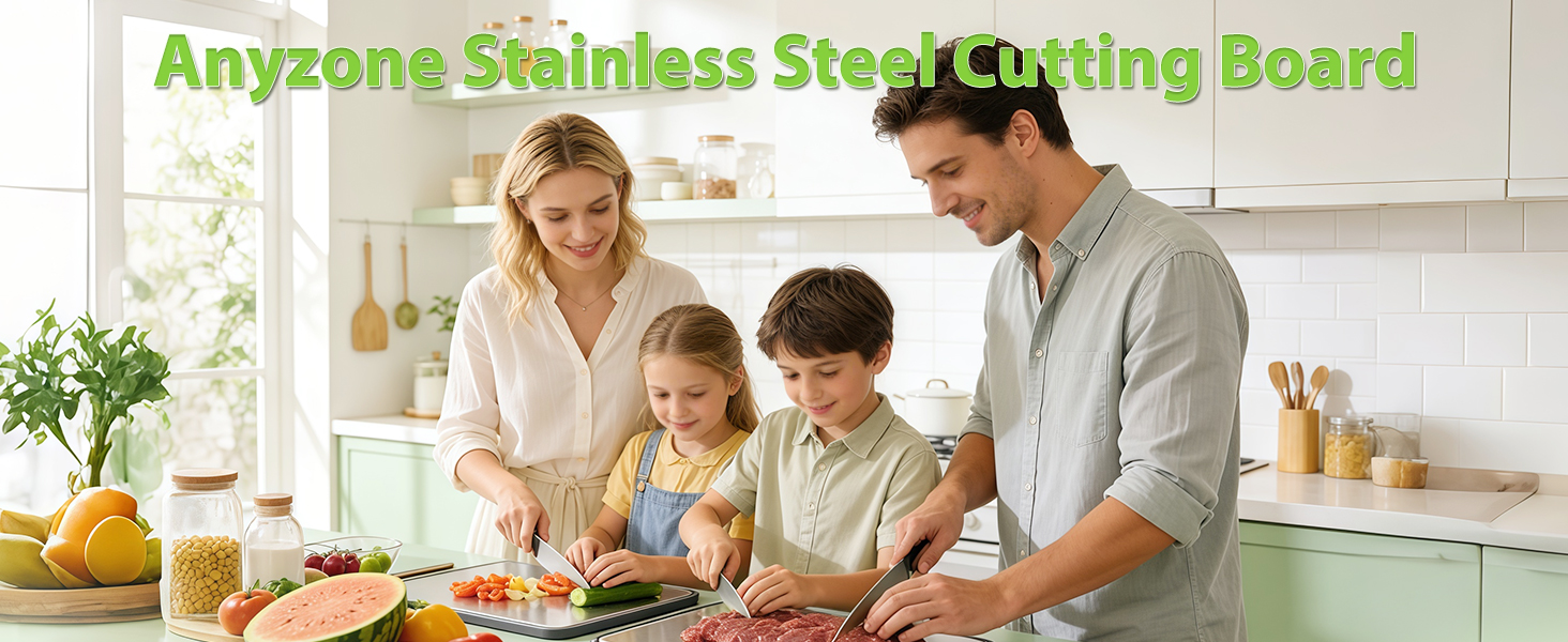 Stainless Steel Cutting Board (17x11"), Large Heavy Duty Double Sided 316 Metal Chopping Board for Kitchen, Food Grade, Deep Juice Grooves, Non-Toxic, Dishwasher Safe for Meat & Veggies