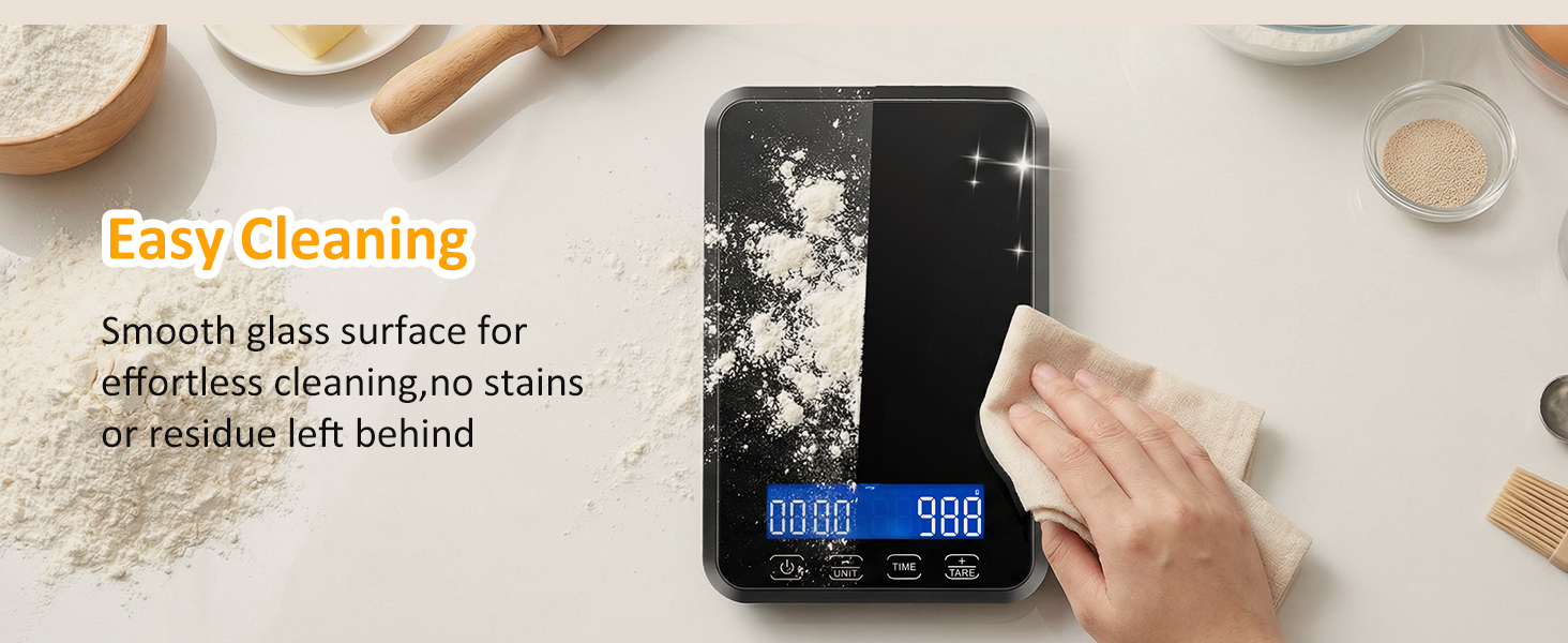 Food Scale with Timer, Max 33 lb / 0.1 oz Accuracy Kitchen Scale for Sourdough Bread, Built-in 7 Units, Timing & Tare Function, Rechargeable Digital Kitchen Scale for Food, Baking, Cooking