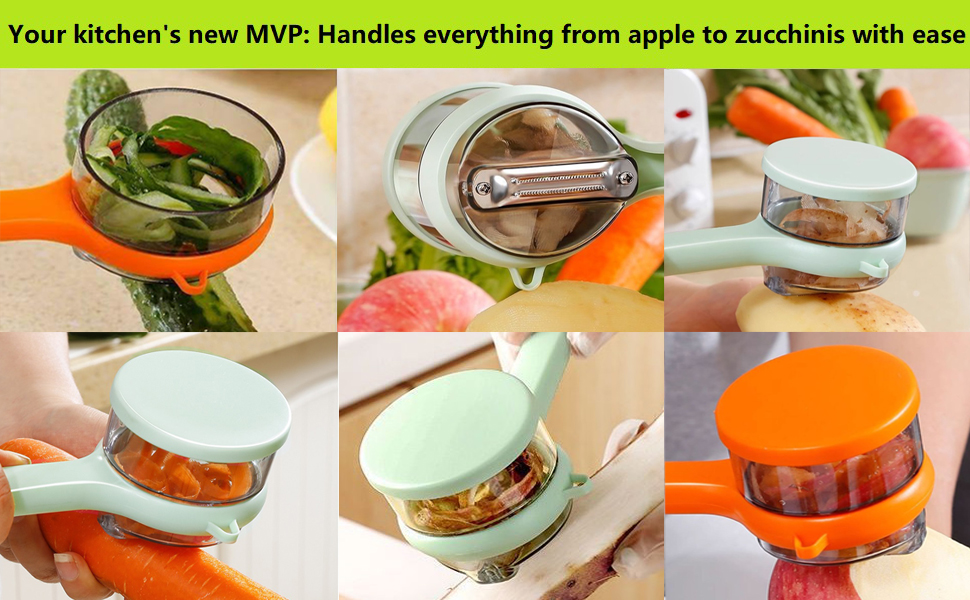 2Pcs Vegetable peelers for kitchen, Potato Peeler, Fruit Carrot Veggie Peelers Built-in peel catcher, Peeler with Ergonomic Non-Slip Handle,Dishwasher safe for home, office and camping(Green&Orange)