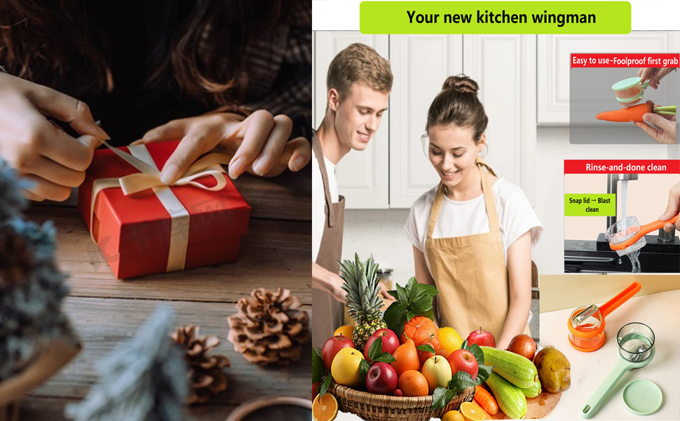 2Pcs Vegetable peelers for kitchen, Potato Peeler, Fruit Carrot Veggie Peelers Built-in peel catcher, Peeler with Ergonomic Non-Slip Handle,Dishwasher safe for home, office and camping(Green&Orange)