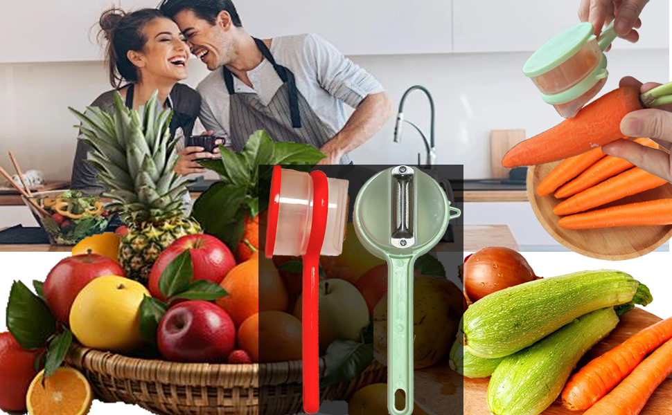 2Pcs Vegetable peelers for kitchen, Potato Peeler, Fruit Carrot Veggie Peelers Built-in peel catcher, Peeler with Ergonomic Non-Slip Handle,Dishwasher safe for home, office and camping(Green&Orange)