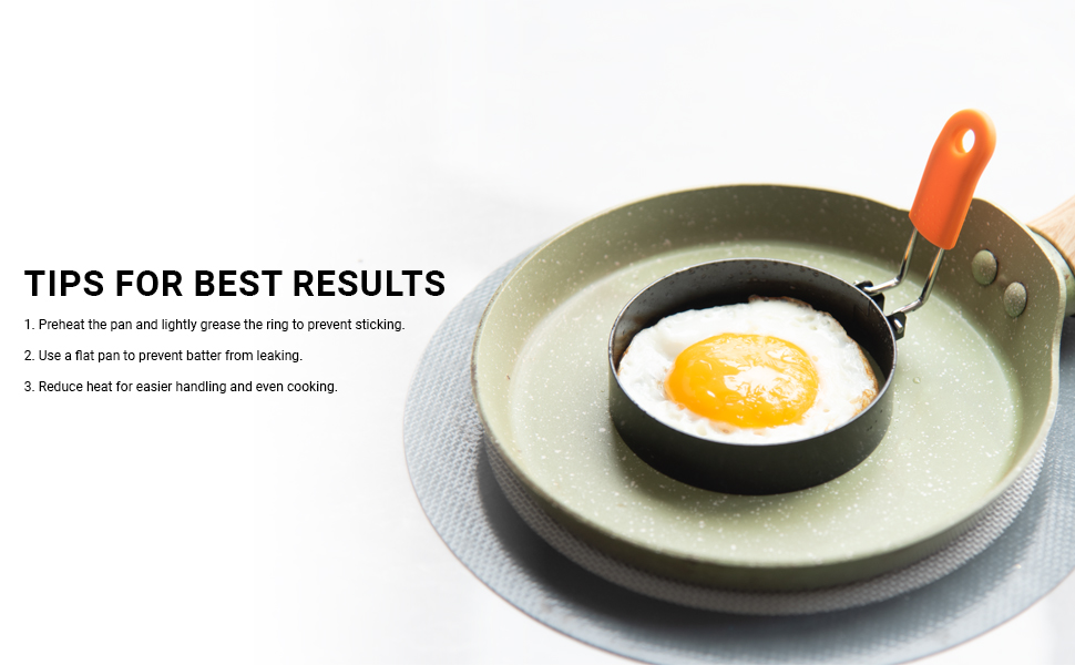 5pcs Egg Rings For Frying Eggs, Stainless Steel Crumpet Ring Mold Griddle Pancake Shapers with Silicone Handle,Includes Bonus Oil Brush and Egg Separator(4.72