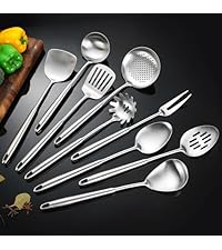 Stainless Steel Kitchen Utensils 12 Pcs, Small Cooking Utensils Set,Spatulas,Ladle,Skimmer,Tunners,Serving Spoon,Spaghetti Spoon,Fork,Potato Masher,Egg Whisk,Tongs,Dishwasher Safe