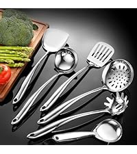 Stainless Steel Kitchen Utensils 12 Pcs, Small Cooking Utensils Set,Spatulas,Ladle,Skimmer,Tunners,Serving Spoon,Spaghetti Spoon,Fork,Potato Masher,Egg Whisk,Tongs,Dishwasher Safe